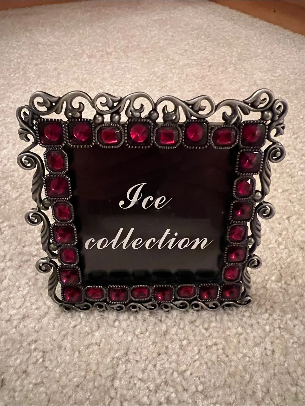 ICE COLLECTION by Two’s Company Silver-Tone Frame with Red Gem Accents